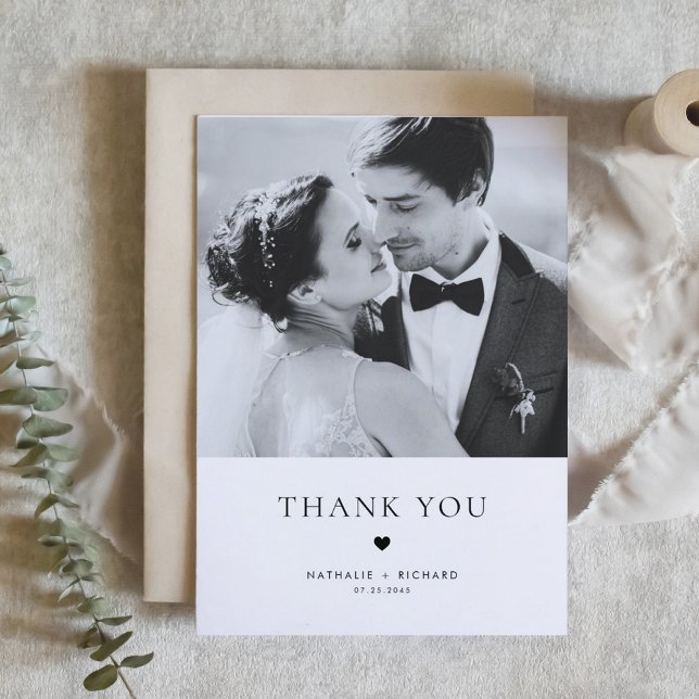 Modern Elegance Black Typography Wedding Thank You Card (Creator Uploaded)