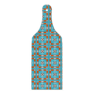 Modern Elegance Blue Orange White Azulejos Tile Cutting Board