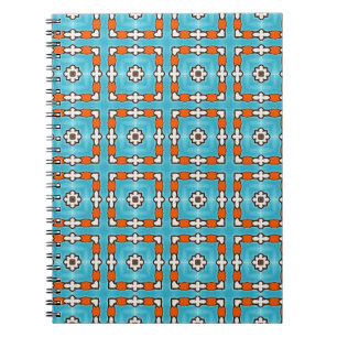 Modern Elegance Blue Orange White Azulejos Tile Notebook
