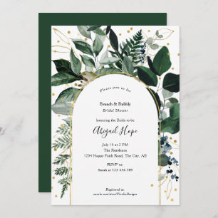 Modern elegance botanical brunch and bubbly  invitation