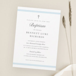 Modern Elegance Boys Baptism Invitation