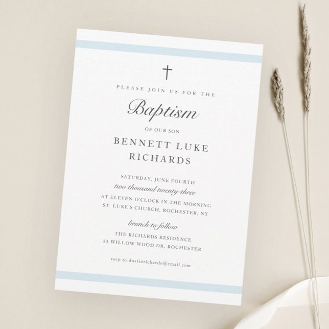 Modern Elegance Boys Baptism Invitation (Creator Uploaded)