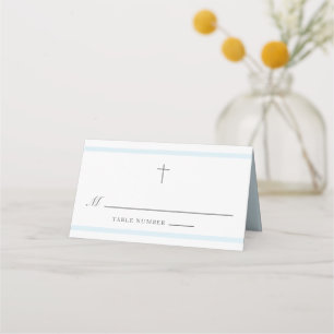 Modern Elegance Boys Baptism Place Card