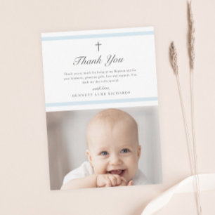 Modern Elegance Boys Baptism Thank You Card