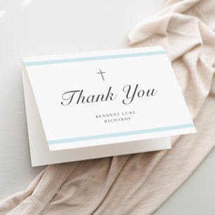Modern Elegance Boys Baptism  Thank You Card