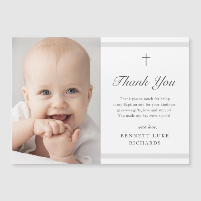 Modern Elegance Boys Girls Baptism Thank You Card (Front)