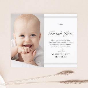 Modern Elegance Boys or Girls Baptism Thank You Postcard