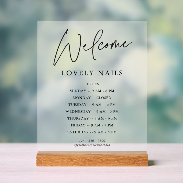 Modern Elegance Business Office Hours Welcome Sign (Neutral)