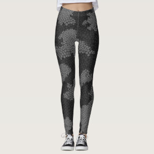 Modern Elegance Camouflage Black and Grey  Leggings