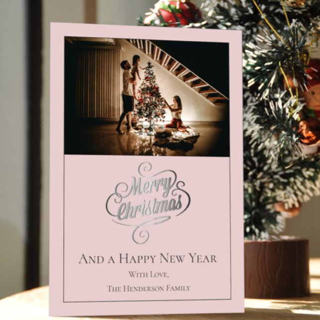 Modern Elegance Christmas Photo | Pink Holiday Card (Pink Modern Elegance Christmas Photo Holiday Card
)