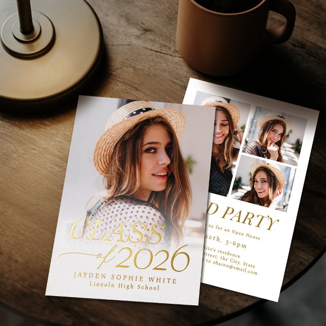 Modern Elegance Class of 2026 Photo Graduation (Modern Elegance Class of 2026 Photo Graduation Foil Invitation)