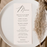 Modern Elegance Cream Wedding Menu<br><div class="desc">Simple and elegant wedding menu featuring "Menu" displayed in a modern black script with a cream-coloured background or colour of your choice. Personalise the ivory wedding menu by adding your names,  wedding date,  and menu information. Designed to coordinate with our Modern Elegance wedding collection.</div>