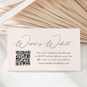 Modern Elegance Cream Wedding Website QR Code Enclosure Card