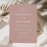 Modern Elegance Dusty Rose Wedding Invitation<br><div class="desc">Minimalist,  modern wedding invitation featuring your wedding details in white lettering with calligraphy script accents. The dusty rose background can be changed to a color of your choice. Designed to coordinate with our Modern Elegance wedding collection.</div>