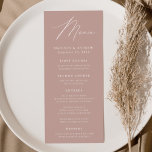 Modern Elegance Dusty Rose Wedding Menu<br><div class="desc">Simple and elegant wedding menu featuring "Menu" displayed in a modern white script with a dusty rose background or colour of your choice. Personalise the dusty rose wedding menu by adding your names,  wedding date,  and menu information. Designed to coordinate with our Modern Elegance wedding collection.</div>