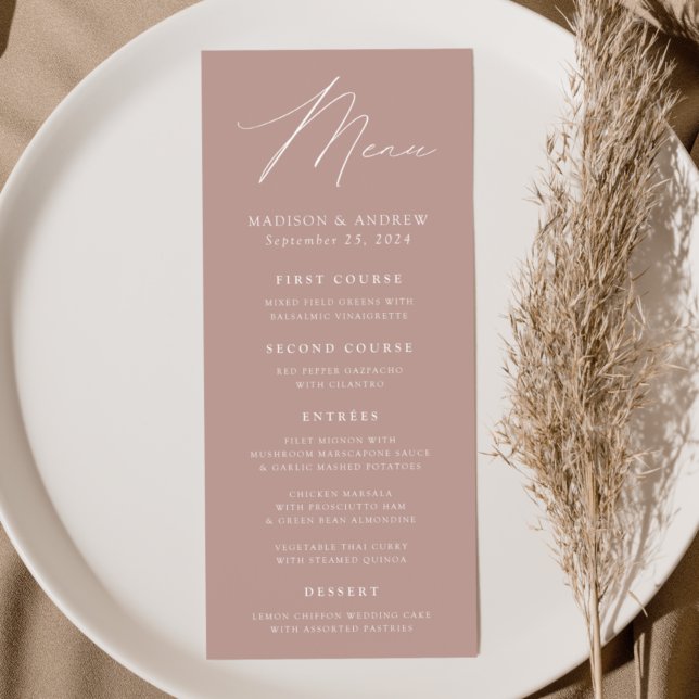 Modern Elegance Dusty Rose Wedding Menu (Creator Uploaded)