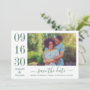 Modern Elegance Emerald Green Wedding Photo Save The Date