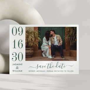 Modern Elegance Emerald Green Wedding Photo Save The Date