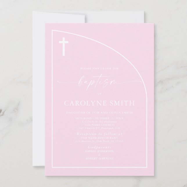 Modern Elegance Girl Baptism Invitation (Front)