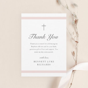 Modern Elegance Girls Baptism Thank You Card