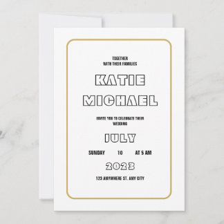 Modern Elegance Gold Border Minimalist Wedding Invitation
