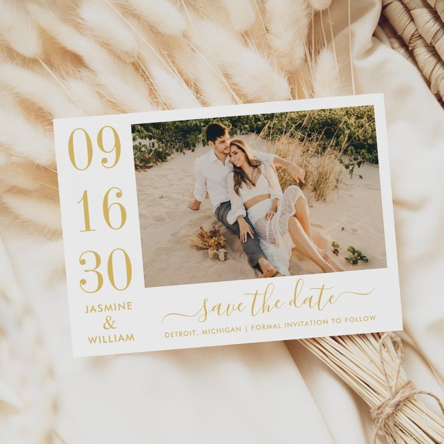 Modern Elegance Gold Wedding Photo Save The Date (Creator Uploaded)