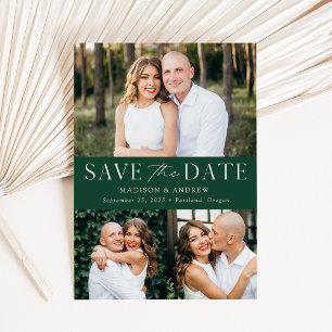 Modern Elegance Green 3 Photo Save The Date