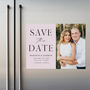 Modern Elegance Lavender Photo Save the Date Magnetic Invitation