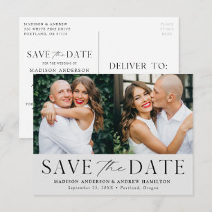 Modern Elegance Light Grey Two Photo Save the Date Announcement Postcard