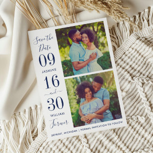 Modern Elegance Navy Blue Wedding Photo Save The Date