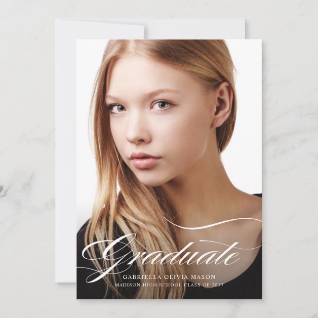 Modern Elegance Photo Graduation Announcement (Front)