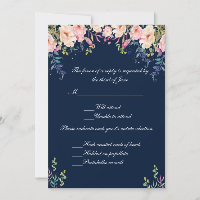Modern Elegance Pink Floral Botanical Response  Invitation (Front)