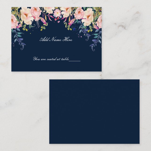 Modern Elegance Pink Floral Botanical Table Place Card (Front/Back)