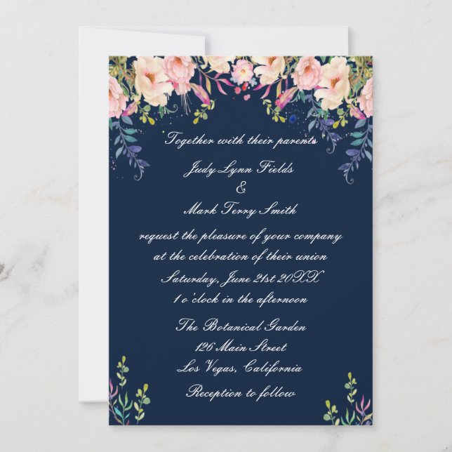 Modern Elegance Pink Floral Botanical Wedding Invitation (Front)