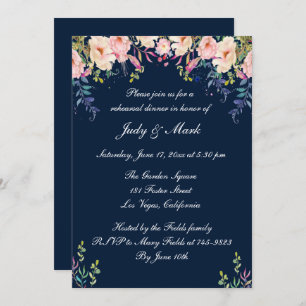 Modern Elegance Pink Floral Rehearsal Dinner Invitation