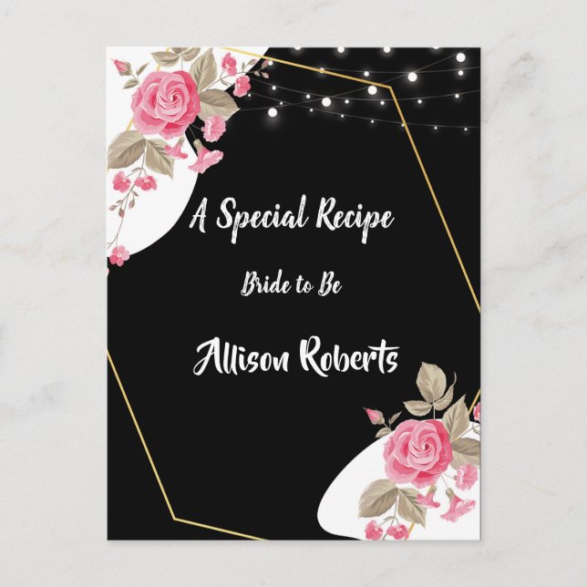 Modern Elegance Pink Floral string l Bridal Shower Postcard (Front)