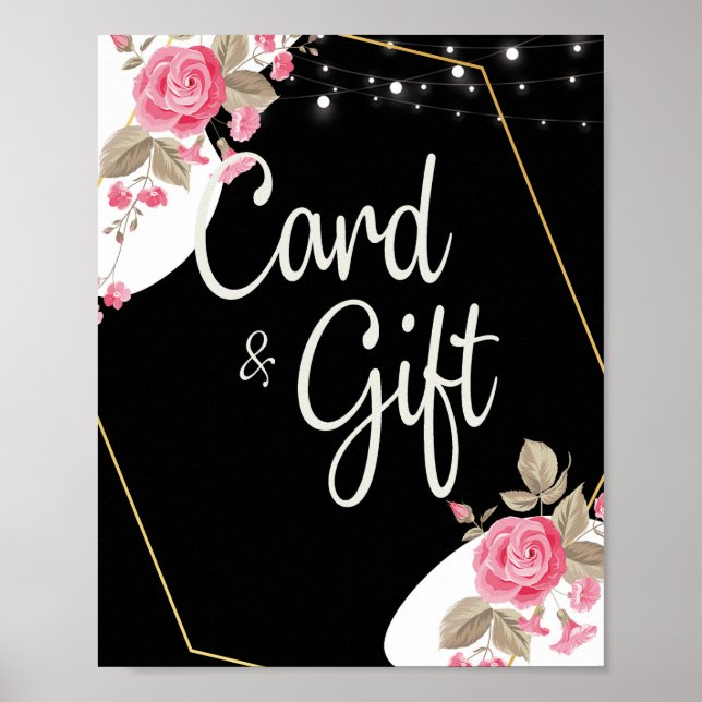 Modern Elegance Pink Floral string li Cards &Gifts Poster (Front)