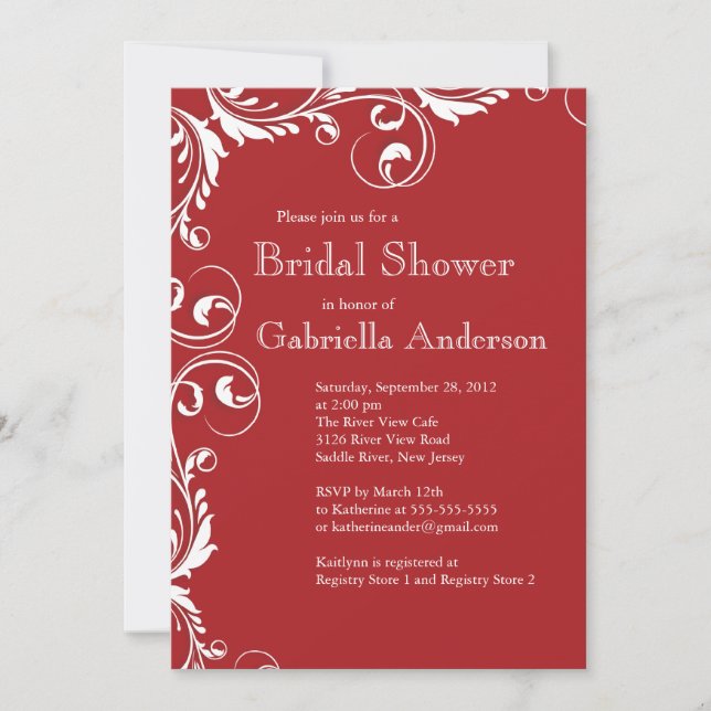 Modern Elegance Red Bridal Shower Invitation (Front)