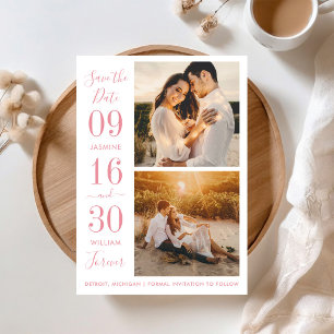 Modern Elegance Rose Pink Wedding Photo Save The Date