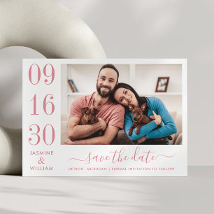 Modern Elegance Rose Pink Wedding Photo Save The Date