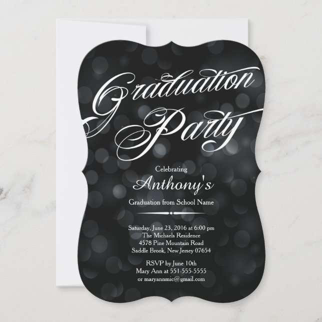 Modern Elegance Typography Bokeh Graduation Party Invitation (Front)