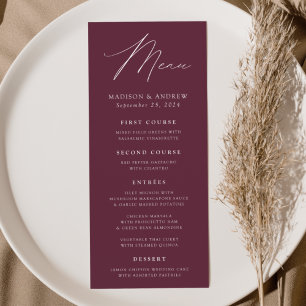 Modern Elegance Wine Wedding Menu