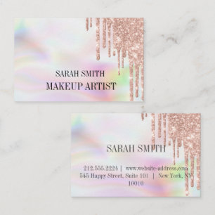 Modern Eleganht opal, drops golden rose Business Card