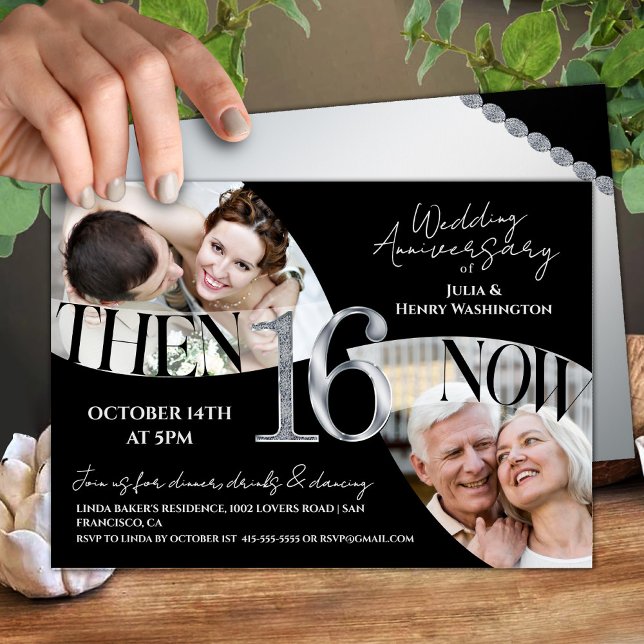 Modern Elegant 16th Wedding Anniversary Invitation (Creator Uploaded)