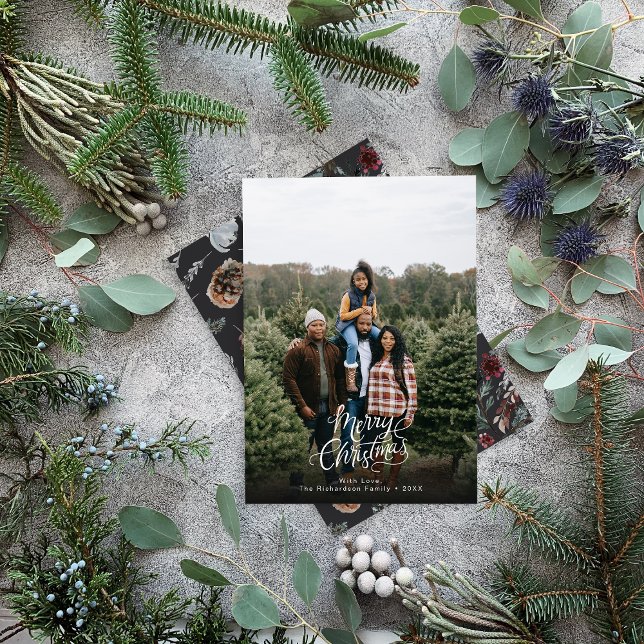 Modern Elegant 1 photo Christmas Script Holiday Card (Creator Uploaded)