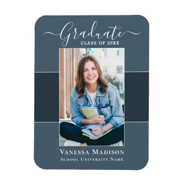 Modern | Elegant 1 Photo Grad Announcement Magnet (Vertical)
