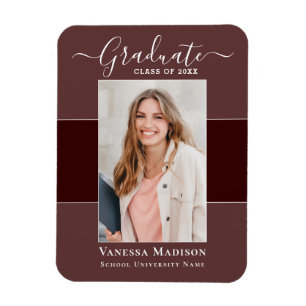 Modern Elegant 1 Photo Grad Announcement Magnet