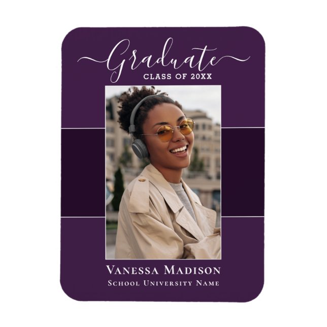 Modern | Elegant 1 Photo Grad Announcement Magnet (Vertical)