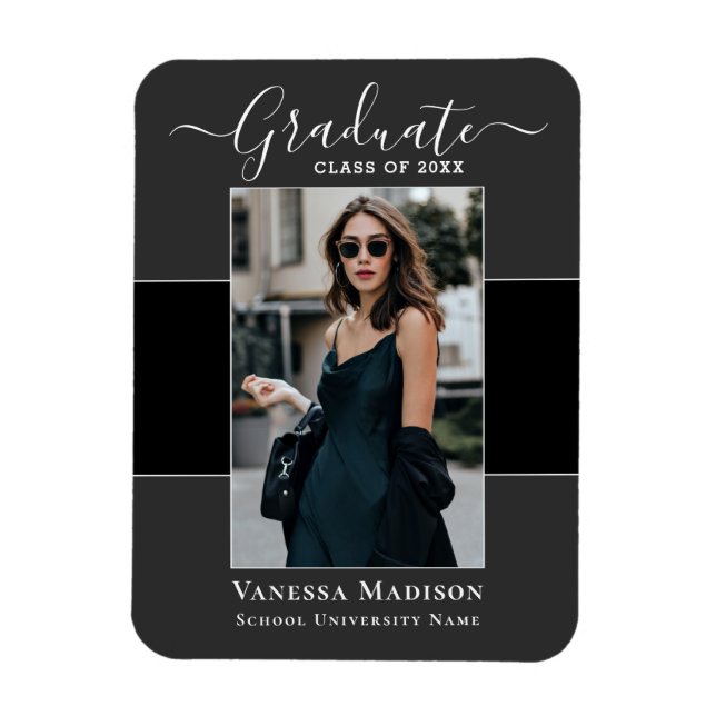 Modern | Elegant 1 Photo Grad Announcement Magnet (Vertical)
