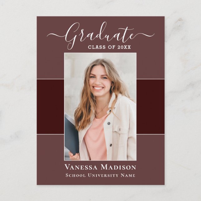 Modern | Elegant 1 Photo Graduation Announcement Postcard (Front)